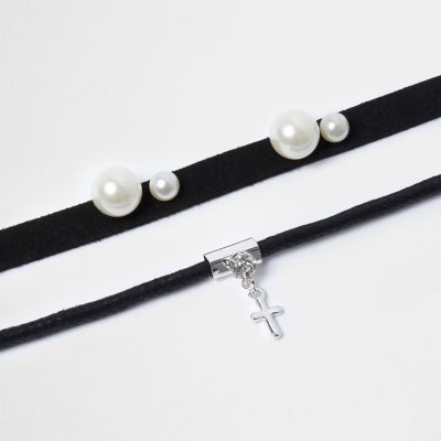 Black pearl choker necklace pack